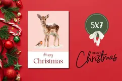 Cute Christmas Deer Greeting Card PNG, Happy Christmas Card Product Image 3