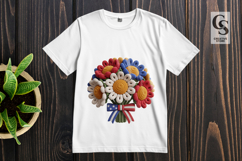Patriotic Crochet Daisy Bouquet Clipart Sublimation PNG Product Image 3
