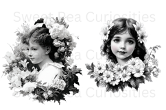 Girls, Black and White, Ephemera, PNG, Clipart Product Image 3