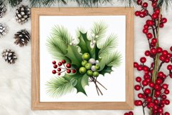 Winter Christmas Greenery Clipart, Christmas Greenery Clipar Product Image 3
