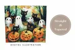 Halloween Black Cats Tumbler Wrap, Creepy Pumpkins Tumbler Product Image 3
