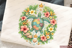 Sea Turtle Floral PNG Design | Tropical Ocean Turtle Sublima Product Image 6
