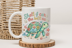 Shell-f Care Turtle PNG, Faux Embroidery Coastal Sublimation Product Image 3