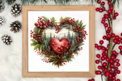 Christmas Hearts Watercolor Clipart, Christmas PNG Product Image 3