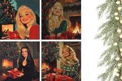 Retro Christmas Woman Pillowcase, Christmas Tree Pillow PNG Product Image 3