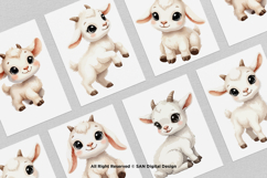 15 Bundle Watercolor Baby Goat Farm Sticker Kids Cartoon Art Product Image 3
