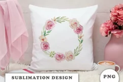 Watercolor flowers wreath PNG Product Image 3