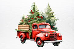Christmas Cars Watercolor clipart PNG Product Image 3