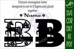 Unicorn Capital Monogram Letter name sign B SVG Product Image 3