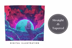 Neon Space Tumbler Wrap, Futuristic Astronaut Tumbler PNG Product Image 3
