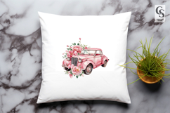 Vintage Car with Flowers Watercolor Clipart Sublimation PNG Product Image 3