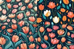 Boho Tulip Seamless Patterns - 300DPI Product Image 3