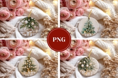 Boho Christmas Tree Round Ornament, Christmas Gift Tags Product Image 3