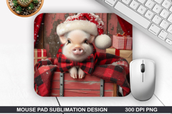 Pig Mouse Pad Sublimation, Christmas Mouse Pad PNG Product Image 1