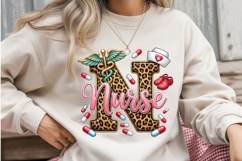 Nurse Letter N Leopard PNG, Nurse Sublimation Design, Product Image 3