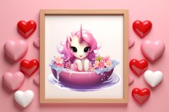 Cute Baby Unicorn Clipart, Valentines Day Couplet Product Image 3