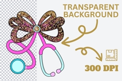 Glitter Bow Stethoscope PNG Nurse Clipart for Medical Fashio Product Image 2