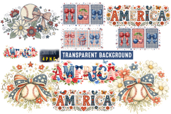 Coquette America Baseball Patriotic 4th July PNG Product Image 1