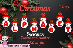 Snowman Christmas red Alphabet Clipart 26 Letters A-Z Product Image 3