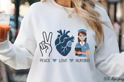 Peace Love Nursing PNG, Nurse Sublimation PNG Product Image 3
