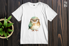 Cute Owl With Glasses Watercolor Clipart Sublimation PNG Product Image 2