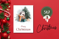 Cartoon Christmas Hedgehog Greeting Card Design Product Image 3