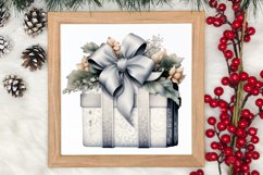 Cute Silver Christmas Watercolor Clipart, Christmas SVG Product Image 3