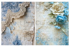 Shabby Chic, Papers, Flowers, Blue, Junk Journal, Grunge Product Image 3