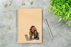 Boss Lady Illustration, Girl with Laptop, Woman Clipart Product Image 3