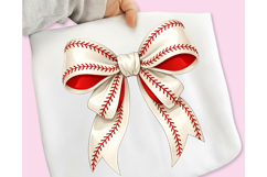 Coquette Baseball Bow PNG, Vintage Baseball Bow PNG, Bow PNG Product Image 4