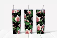 Flowers Orchid sublimation design. Skinny tumbler wrap Product Image 5