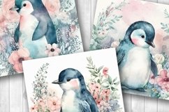 Watercolor Penguin Scrapbooking Paper | Penguin Backgrounds Product Image 3