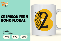 Crimson Fern Boho Floral Monogram Product Image 1
