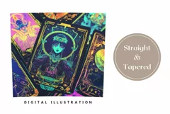 Neon Tumbler Wrap Design, Tarot Cards Tumbler Template Product Image 3