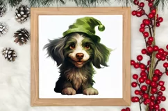 Green Christmas Dog Clipart Sublimation, Christmas Dog PNG Product Image 3