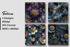 Dark Blue Flowers Digital Paper Pattern Product Image 3