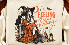 Moody and Magickal Witch PNG, Vintage Witchy Halloween PNG, Product Image 3