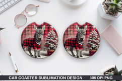 Zebra Car Coaster Sublimation| Christmas Coaster PNG Product Image 1