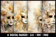 4 Digital Papers Vintage Carnival Mask I Planner Pages Product Image 1