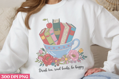 Drink tea, read books PNG, Reading Book Sublimation PNG Product Image 3