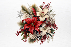 Christmas Flower Bouquet Clipart PNG Product Image 3