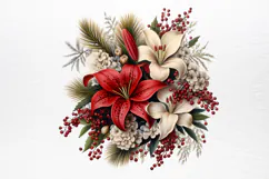 Christmas Flower Bouquet Clipart PNG Product Image 3