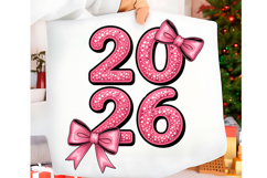 2026 PNG, Pink Glitter Happy New Year Product Image 1