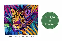 Leopard Tumbler Wrap, Neon Tropical Leaves Tumbler Design Product Image 3