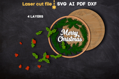 Christmas Wreath SVG laser cut files for Glowforge Product Image 3