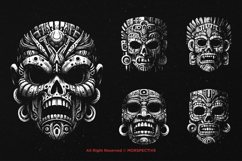 10 Bundle Dark Art Tribal Mask Statue Head Horror Occult Product Image 5