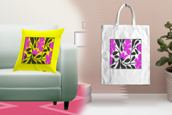 Pink and Black Floral Square Embroidery Design Product Image 3