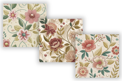 Embroidery Floral Seamless Pattern Bundle, Embroidered Product Image 3