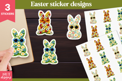 Easter Stickers Knitted Floral Easter bunny stickers Product Image 1