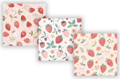 Cute Strawberry Seamless Pattern Bundle, Cottagecore Gingham Product Image 3
